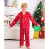 image:imageSWOMOG Family Matching Pajamas Silk Satin Long Sleeve Sleepwear Soft Button Down Loungewear 2 Pcs Pj SetRed Candy Cane