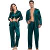 image:imageSWOMOG Family Satin Pajamas Sets Long Sleeve ButtonDown Sleepwear Silky TwoPieces Loungewear PJs SetsDark Green