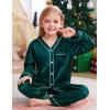 image:imageSWOMOG Family Satin Pajamas Sets Long Sleeve ButtonDown Sleepwear Silky TwoPieces Loungewear PJs SetsDark Green