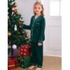 image:imageSWOMOG Family Satin Pajamas Sets Long Sleeve ButtonDown Sleepwear Silky TwoPieces Loungewear PJs SetsDark Green