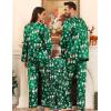 image:imageSWOMOG Family Satin Pajamas Sets Long Sleeve ButtonDown Sleepwear Silky TwoPieces Loungewear PJs SetsGreen Snowman