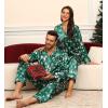 image:imageSWOMOG Family Satin Pajamas Sets Long Sleeve ButtonDown Sleepwear Silky TwoPieces Loungewear PJs SetsGreen Snowman