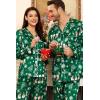 image:imageSWOMOG Family Satin Pajamas Sets Long Sleeve ButtonDown Sleepwear Silky TwoPieces Loungewear PJs SetsGreen Snowman