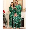 image:imageSWOMOG Family Satin Pajamas Sets Long Sleeve ButtonDown Sleepwear Silky TwoPieces Loungewear PJs SetsGreen Snowman