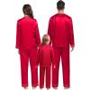 image:imageSWOMOG Family Satin Pajamas Sets Long Sleeve ButtonDown Sleepwear Silky TwoPieces Loungewear PJs SetsRed