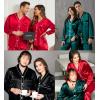 image:imageSWOMOG Family Satin Pajamas Sets Long Sleeve ButtonDown Sleepwear Silky TwoPieces Loungewear PJs SetsRed
