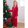 image:imageSWOMOG Family Satin Pajamas Sets Long Sleeve ButtonDown Sleepwear Silky TwoPieces Loungewear PJs SetsRed