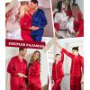 image:imageSWOMOG Family Satin Pajamas Sets Long Sleeve ButtonDown Sleepwear Silky TwoPieces Loungewear PJs SetsRed