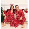 image:imageSWOMOG Family Satin Pajamas Sets Long Sleeve ButtonDown Sleepwear Silky TwoPieces Loungewear PJs SetsRed Candy Flower