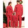 image:imageSWOMOG Family Satin Pajamas Sets Long Sleeve ButtonDown Sleepwear Silky TwoPieces Loungewear PJs SetsRed Candy Flower