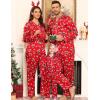 image:imageSWOMOG Family Satin Pajamas Sets Long Sleeve ButtonDown Sleepwear Silky TwoPieces Loungewear PJs SetsRed Candy Flower