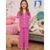 image:imageSWOMOG Girls Pajamas Button Down 2PCS Kids Pajama Set Cute Toddler Sleepwear Short Sleeve with Long PantsHot Pink Leopard
