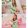 image:imageSWOMOG Girls Pajamas Button Down 2PCS Kids Pajama Set Cute Toddler Sleepwear Short Sleeve with Long PantsLight Green Avocado