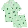 image:imageSWOMOG Girls Pajamas Button Down 2PCS Kids Pajama Set Cute Toddler Sleepwear Short Sleeve with Long PantsLight Green Avocado