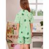 image:imageSWOMOG Girls Pajamas Button Down 2PCS Kids Pajama Set Cute Toddler Sleepwear Short Sleeve with Long PantsLight Green Avocado