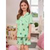 image:imageSWOMOG Girls Pajamas Button Down 2PCS Kids Pajama Set Cute Toddler Sleepwear Short Sleeve with Long PantsLight Green Avocado