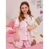 image:imageSWOMOG Girls Pajamas Button Down 2PCS Kids Pajama Set Cute Toddler Sleepwear Short Sleeve with Long PantsPink Leopard