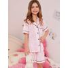 image:imageSWOMOG Girls Pajamas Button Down 2PCS Kids Pajama Set Cute Toddler Sleepwear Short Sleeve with Long PantsPink Leopard