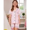 image:imageSWOMOG Girls Pajamas Button Down 2PCS Kids Pajama Set Cute Toddler Sleepwear Short Sleeve with Long PantsPink Leopard