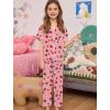 image:imageSWOMOG Girls Pajamas Button Down 2PCS Kids Pajama Set Cute Toddler Sleepwear Short Sleeve with Long PantsTaro Strawberry
