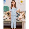 image:imageSWOMOG Girls Pajamas Button Down 2PCS Kids Pajama Set Cute Toddler Sleepwear Short Sleeve with Long PantsWhite Moon
