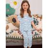 image:imageSWOMOG Girls Pajamas Button Down 2PCS Kids Pajama Set Cute Toddler Sleepwear Short Sleeve with Long PantsWhite Moon