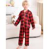 image:imageSWOMOG Girls Pajamas Set Kids Button Down Cute Print Pjs Sets Pant 2 Piece Soft Long Sleeve Sleepwear LoungewearBlack  Red Plaid