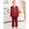 image:imageSWOMOG Girls Pajamas Set Kids Button Down Cute Print Pjs Sets Pant 2 Piece Soft Long Sleeve Sleepwear LoungewearBlack  Red Plaid