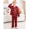 image:imageSWOMOG Girls Pajamas Set Kids Button Down Cute Print Pjs Sets Pant 2 Piece Soft Long Sleeve Sleepwear LoungewearBlack  Red Plaid