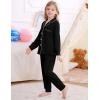 image:imageSWOMOG Girls Pajamas Set Kids Button Down Cute Print Pjs Sets Pant 2 Piece Soft Long Sleeve Sleepwear LoungewearBlack