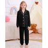 image:imageSWOMOG Girls Pajamas Set Kids Button Down Cute Print Pjs Sets Pant 2 Piece Soft Long Sleeve Sleepwear LoungewearBlack
