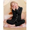 image:imageSWOMOG Girls Pajamas Set Kids Button Down Cute Print Pjs Sets Pant 2 Piece Soft Long Sleeve Sleepwear LoungewearBlack