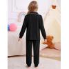 image:imageSWOMOG Girls Pajamas Set Kids Button Down Cute Print Pjs Sets Pant 2 Piece Soft Long Sleeve Sleepwear LoungewearBlack