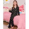 image:imageSWOMOG Girls Pajamas Set Kids Button Down Cute Print Pjs Sets Pant 2 Piece Soft Long Sleeve Sleepwear LoungewearBlack Bow