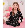 image:imageSWOMOG Girls Pajamas Set Kids Button Down Cute Print Pjs Sets Pant 2 Piece Soft Long Sleeve Sleepwear LoungewearBlack Bow