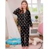 image:imageSWOMOG Girls Pajamas Set Kids Button Down Cute Print Pjs Sets Pant 2 Piece Soft Long Sleeve Sleepwear LoungewearBlack Bow