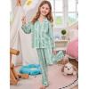 image:imageSWOMOG Girls Pajamas Set Kids Button Down Cute Print Pjs Sets Pant 2 Piece Soft Long Sleeve Sleepwear LoungewearBlue Daisy