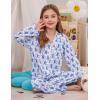 image:imageSWOMOG Girls Pajamas Set Kids Button Down Cute Print Pjs Sets Pant 2 Piece Soft Long Sleeve Sleepwear LoungewearBlue Monkey