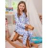 image:imageSWOMOG Girls Pajamas Set Kids Button Down Cute Print Pjs Sets Pant 2 Piece Soft Long Sleeve Sleepwear LoungewearBlue Monkey