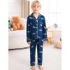 image:imageSWOMOG Girls Pajamas Set Kids Button Down Cute Print Pjs Sets Pant 2 Piece Soft Long Sleeve Sleepwear LoungewearBlue Shark