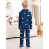 image:imageSWOMOG Girls Pajamas Set Kids Button Down Cute Print Pjs Sets Pant 2 Piece Soft Long Sleeve Sleepwear LoungewearBlue Shark