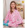 image:imageSWOMOG Girls Pajamas Set Kids Button Down Cute Print Pjs Sets Pant 2 Piece Soft Long Sleeve Sleepwear LoungewearBlush Pink Monkey