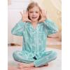 image:imageSWOMOG Girls Pajamas Set Kids Button Down Cute Print Pjs Sets Pant 2 Piece Soft Long Sleeve Sleepwear LoungewearGreen Daisy