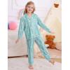 image:imageSWOMOG Girls Pajamas Set Kids Button Down Cute Print Pjs Sets Pant 2 Piece Soft Long Sleeve Sleepwear LoungewearGreen Daisy