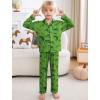 image:imageSWOMOG Girls Pajamas Set Kids Button Down Cute Print Pjs Sets Pant 2 Piece Soft Long Sleeve Sleepwear LoungewearGreen Dinosaur