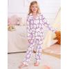 image:imageSWOMOG Girls Pajamas Set Kids Button Down Cute Print Pjs Sets Pant 2 Piece Soft Long Sleeve Sleepwear LoungewearLavender Flower
