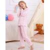 image:imageSWOMOG Girls Pajamas Set Kids Button Down Cute Print Pjs Sets Pant 2 Piece Soft Long Sleeve Sleepwear LoungewearLight Pink Leopard