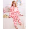 image:imageSWOMOG Girls Pajamas Set Kids Button Down Cute Print Pjs Sets Pant 2 Piece Soft Long Sleeve Sleepwear LoungewearPink Flower