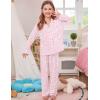 image:imageSWOMOG Girls Pajamas Set Kids Button Down Cute Print Pjs Sets Pant 2 Piece Soft Long Sleeve Sleepwear LoungewearPink Leopard