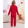 image:imageSWOMOG Girls Pajamas Set Kids Button Down Cute Print Pjs Sets Pant 2 Piece Soft Long Sleeve Sleepwear LoungewearRed